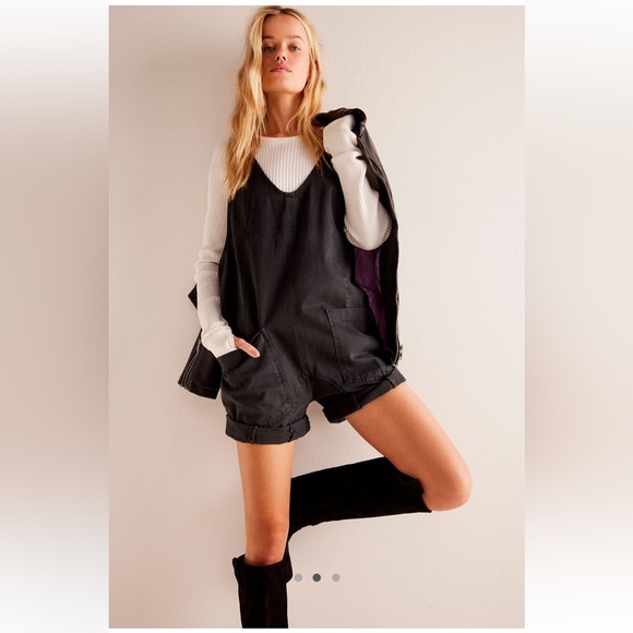 Free People NWOT High Roller Shortall Size Large in True North ( Black ) - Picture 1 of 12